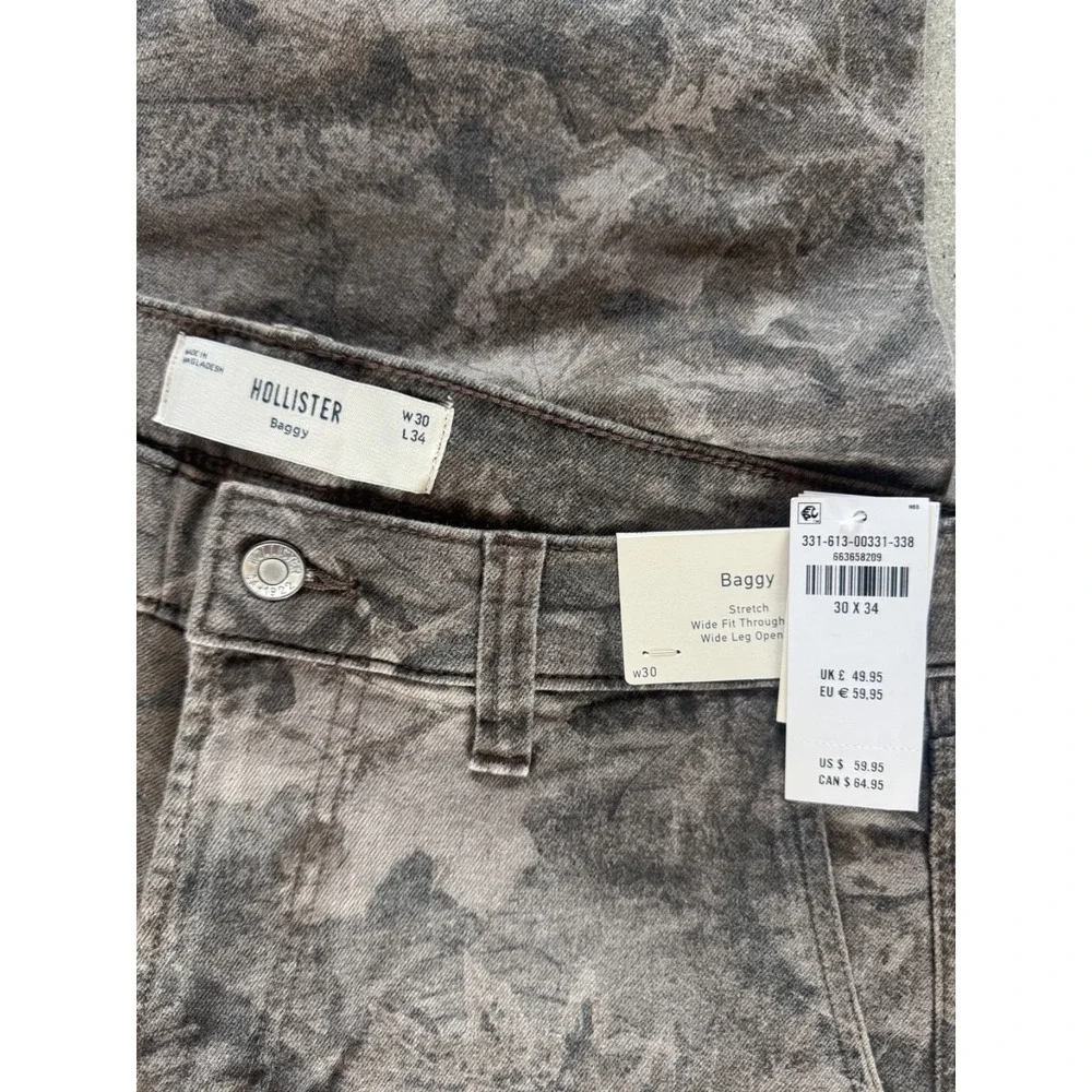 Hollister‎ Baggy Stretch Wide Fit Through Leg Men's Graphic Jeans Sz 30x34 NWT! - Picture 4 of 5